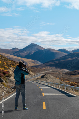 Road trip in desert scenic landscape and adventures concept.