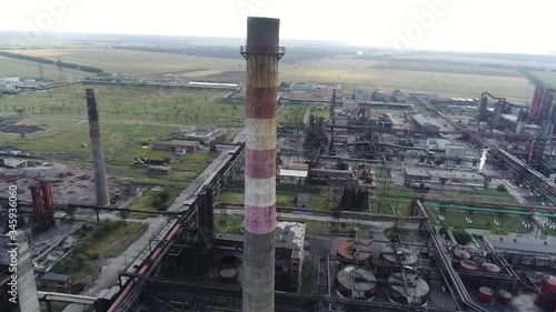 Shop of a by-product coke plant. coke and chemicals plant. the quadcopter flies over the coke oven. aerial view.
