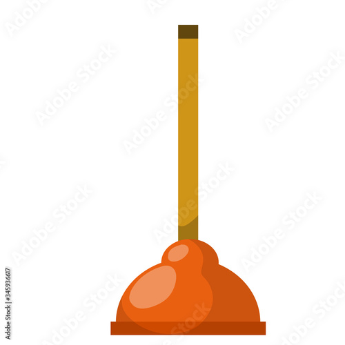 Red Plunger. Plumber's tool. Cartoon flat illustration. Drain cleaner