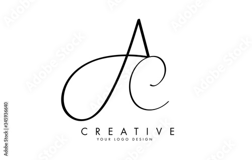 Handwritten AC A C Letters Logo Design Vector.