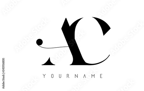 A C AC Initials Letters Logo design vector template with a minimalist design and black dot details.