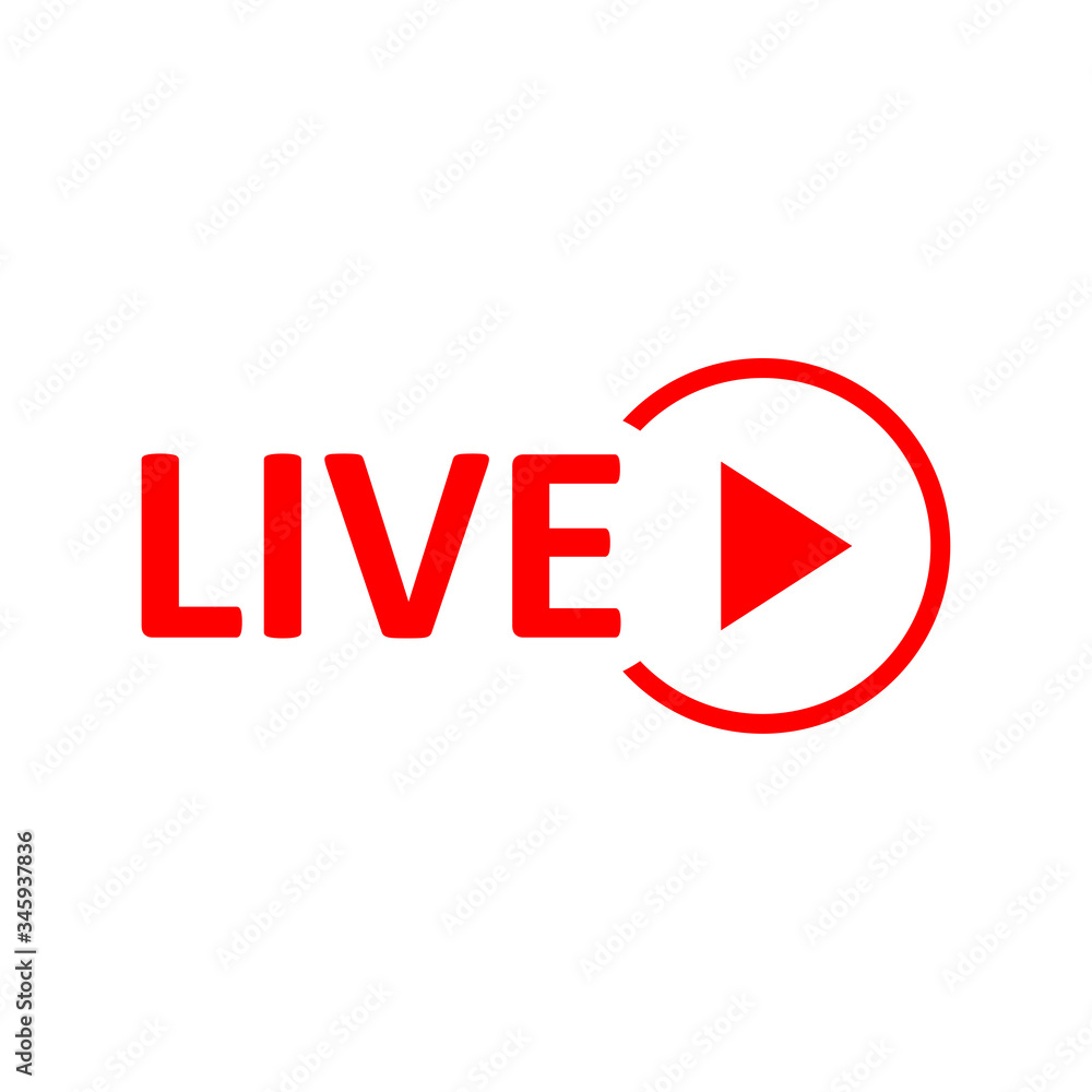 Live Stream sign. Red symbol, button of live streaming, broadcasting, online stream emblem. Live Stream sign. Red symbol, button of live streaming, broadcasting, online stream emblem.