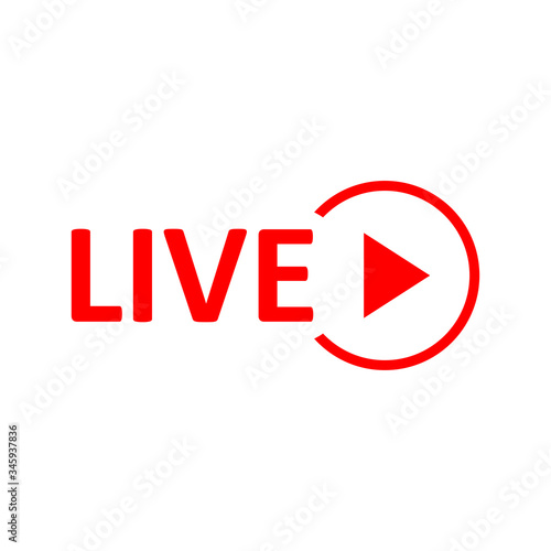 Live Stream sign. Red symbol, button of live streaming, broadcasting, online stream emblem. photo
