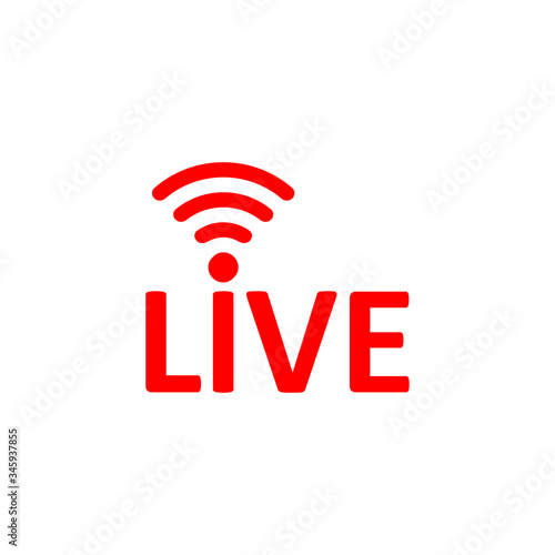 Live Stream sign. Red symbol, button of live streaming, broadcasting, online stream emblem.