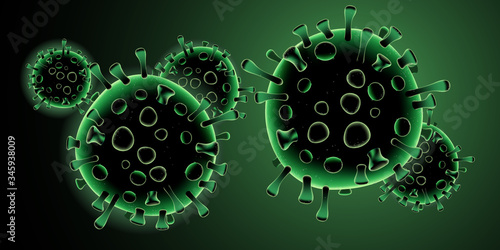 Covid 19 science illustration - coronavirus sars cov 2 - green design banner science medicine