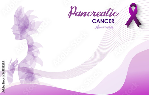 Pancreatic Cancer Awareness green paper cut butterfly web banner for support and health care. Template for Infographics or Websites Magazines. Flat Cancer Awareness Month. Vector illustration.