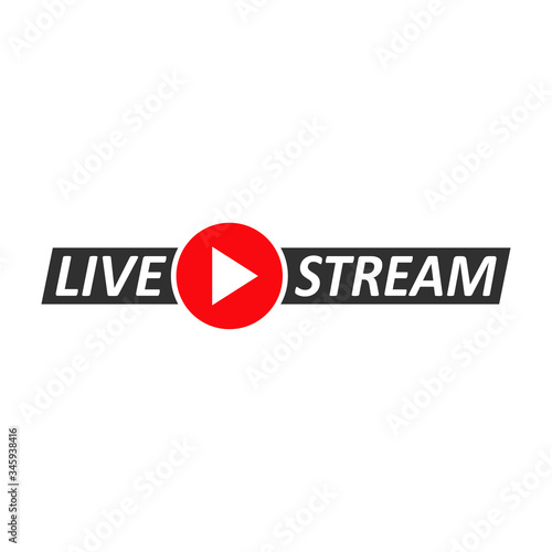 Live Stream sign. Red symbol, button of live streaming, broadcasting, online stream emblem.