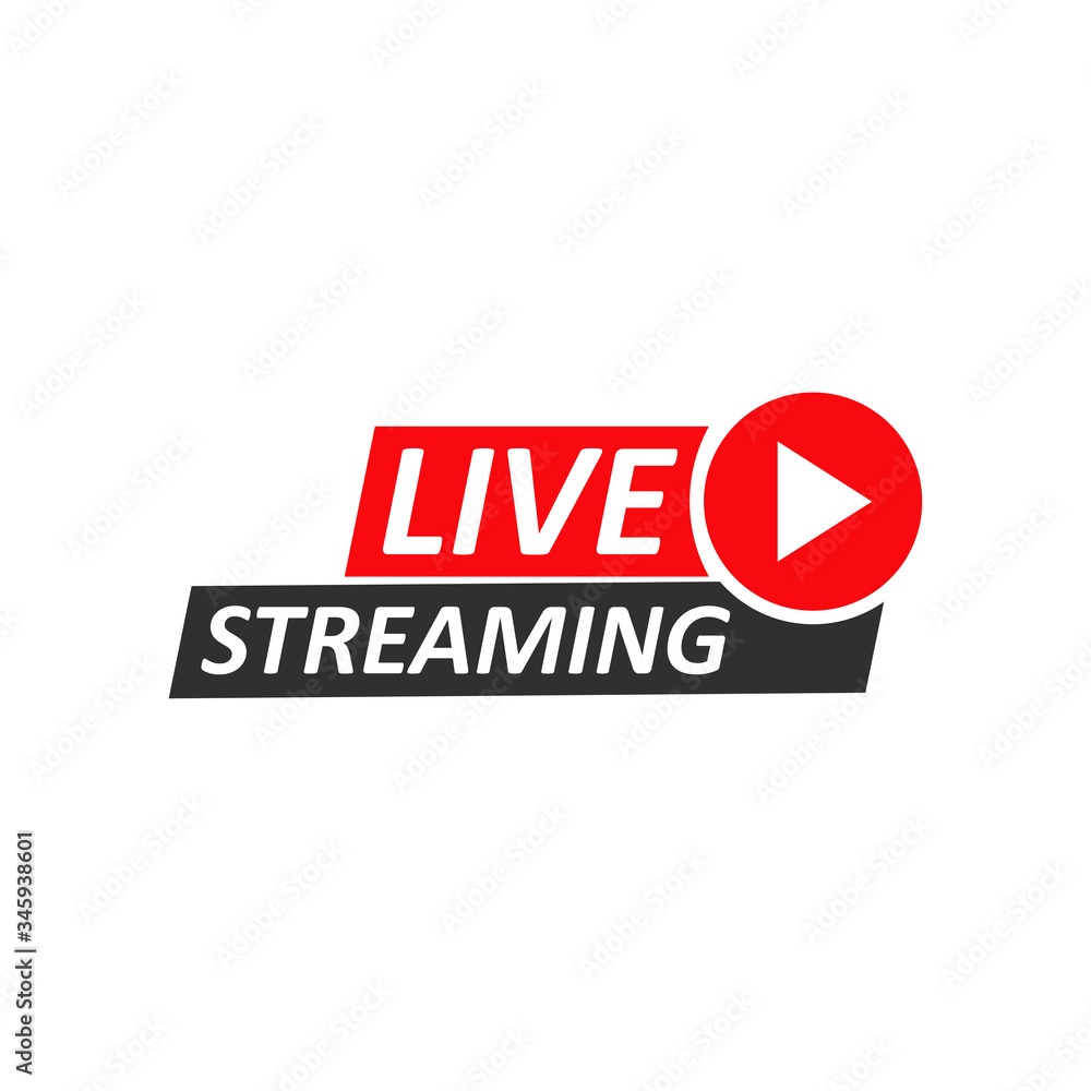 Live Stream sign. Red symbol, button of live streaming, broadcasting, online stream emblem. Live Stream sign. Red symbol, button of live streaming, broadcasting, online stream emblem.