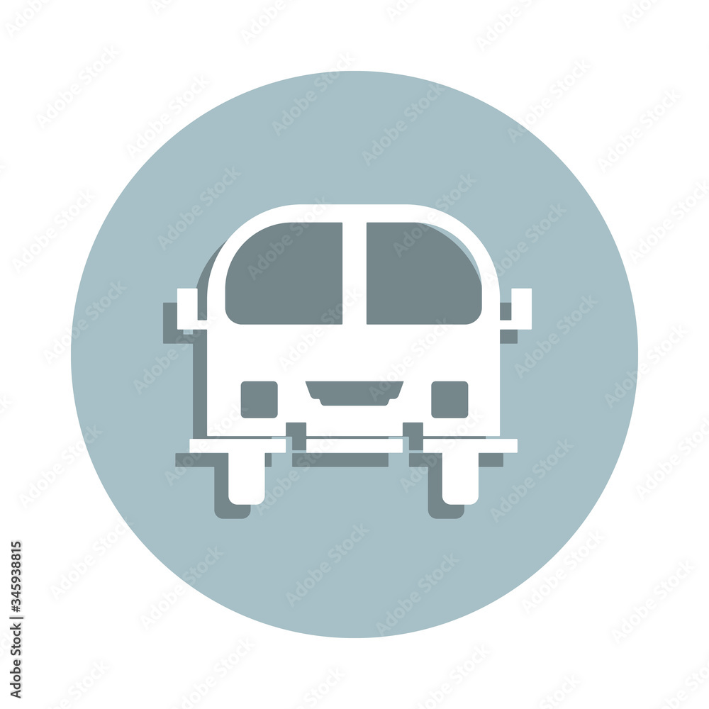 Front view bus, car badge icon. Simple glyph, flat vector of transport icons for ui and ux, website or mobile application Front view bus, car badge icon. Simple glyph, flat vector of transport icons for ui and ux, website or mobile application