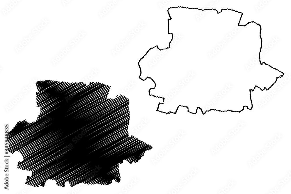 Tarnow City (Republic of Poland, Lesser Poland Voivodeship) map vector illustration, scribble sketch City of Tarnow map