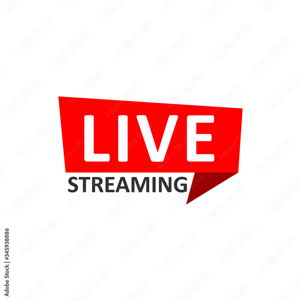Live Stream sign. Red symbol, button of live streaming, broadcasting, online stream emblem. Live Stream sign. Red symbol, button of live streaming, broadcasting, online stream emblem.