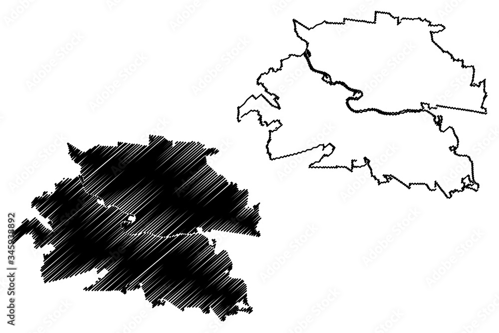 Tyumen City (Russian Federation, Russia) map vector illustration, scribble sketch City of Tyumen map