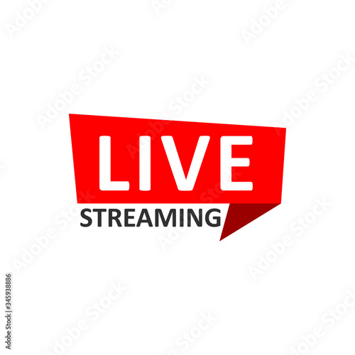 Live Stream sign. Red symbol, button of live streaming, broadcasting, online stream emblem.
