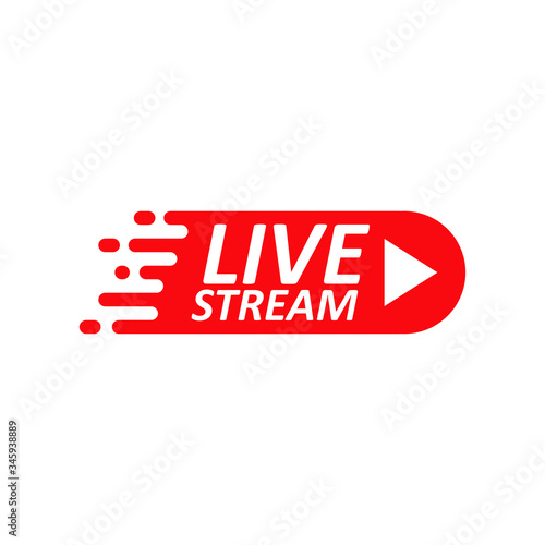 Live Stream sign. Red symbol, button of live streaming, broadcasting, online stream emblem.