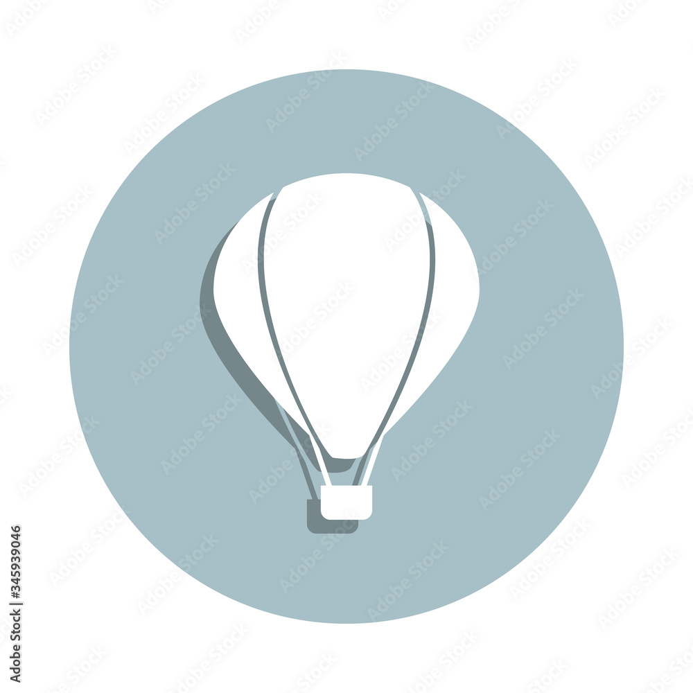 Front view air balloon badge icon. Simple glyph, flat vector of transport icons for ui and ux, website or mobile application Front view air balloon badge icon. Simple glyph, flat vector of transport icons for ui and ux, website or mobile application