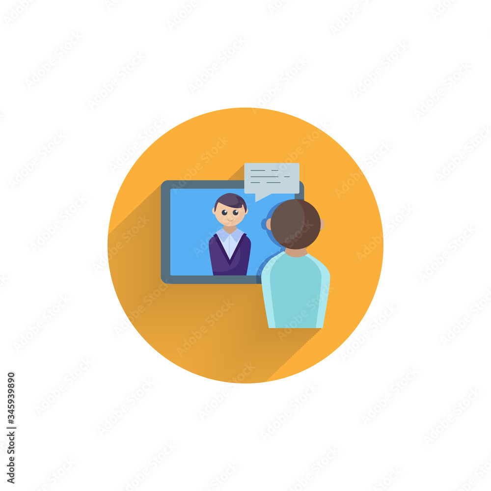 video conference, online meeting. online interview colorful flat icon with long shadow. online education flat icon video conference, online meeting. online interview colorful flat icon with long shadow. online education flat icon