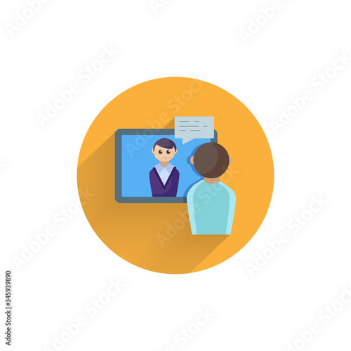 video conference, online meeting. online interview colorful flat icon with long shadow. online education flat icon