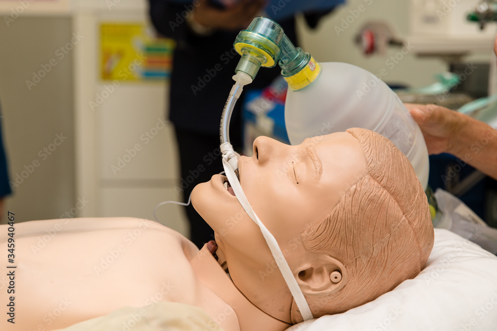 Foto Stock Demonstrating CPR (Cardiopulmonary resuscitation), hand