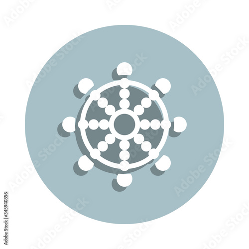 Wheel of dharma badge icon. Simple glyph, flat vector of world religiosity icons for ui and ux, website or mobile application