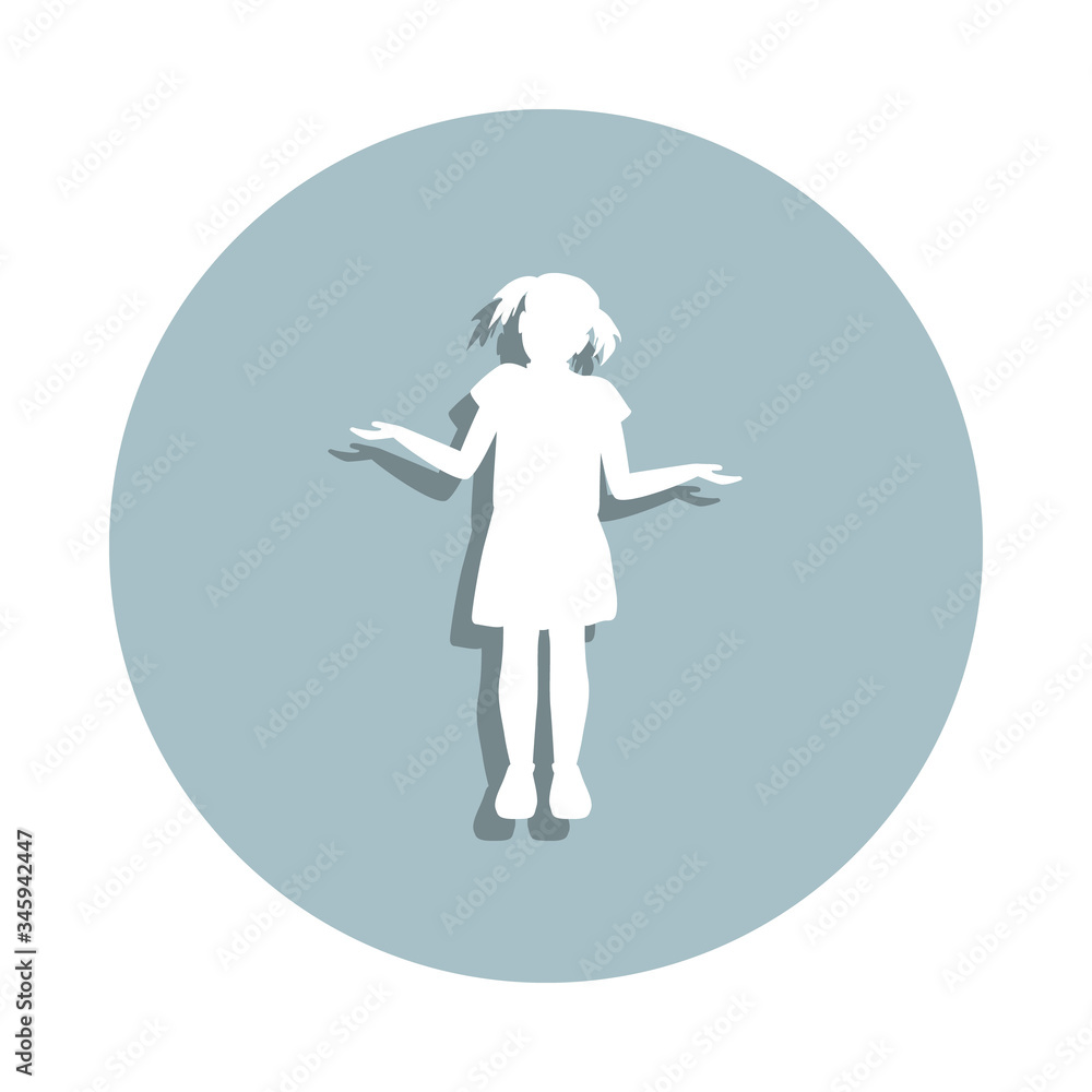 Girl surprised badge icon. Simple glyph, flat vector of children icons for ui and ux, website or mobile application Girl surprised badge icon. Simple glyph, flat vector of children icons for ui and ux, website or mobile application