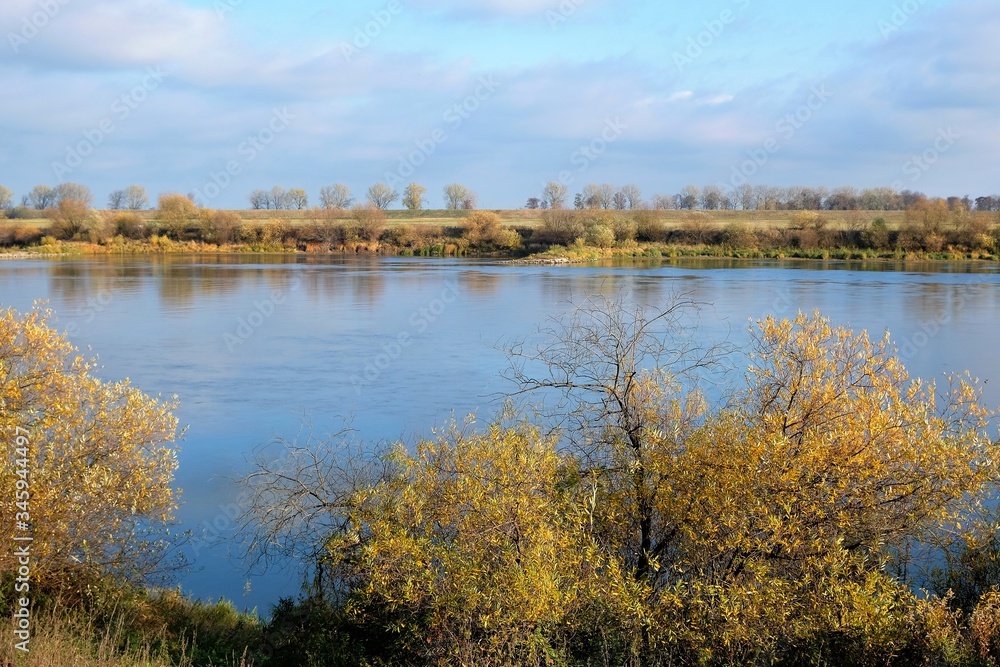 Banks of river Wisła in autumn.