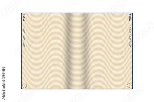 Inside blank passport isolated on white background. Illustration.