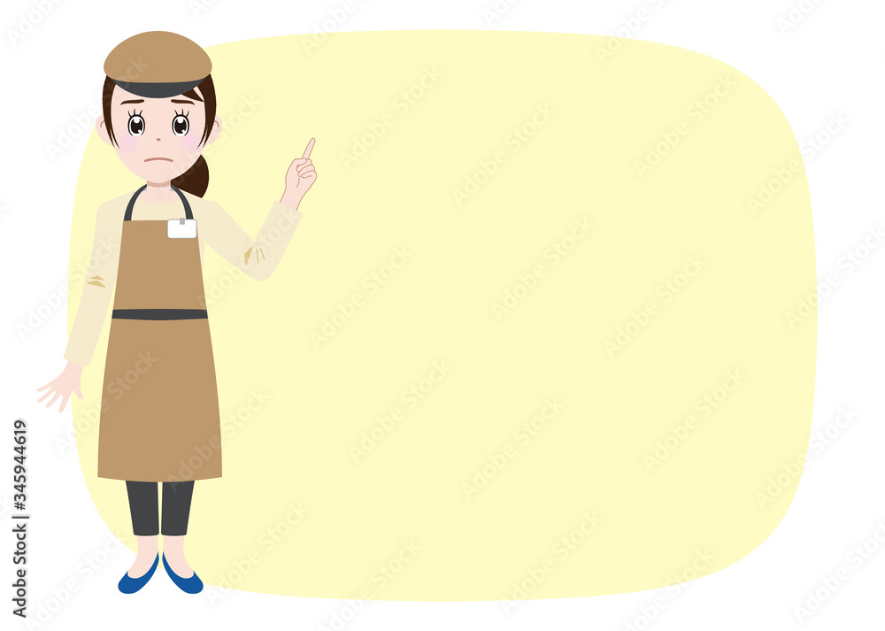 カフェ、レストラン、園芸店、飲食店、飲み屋、パン屋、ベーカリー、ファストフード、パン、コーヒー、お茶、エプロン、店員、店長、スタッフ、ショップ、店、あいさつ、告知、お知らせ、説明、広告、おすすめ、笑顔、カスタマー、お客様、お詫び、クレーム対応、クレーム、欠品、買い溜め、売り切れ、ポスター、チラシ、ポップ、イラスト、カットイラスト、イラストレーション、ベクター、絵、漫画、人気、かわいい、売れ筋、人、
