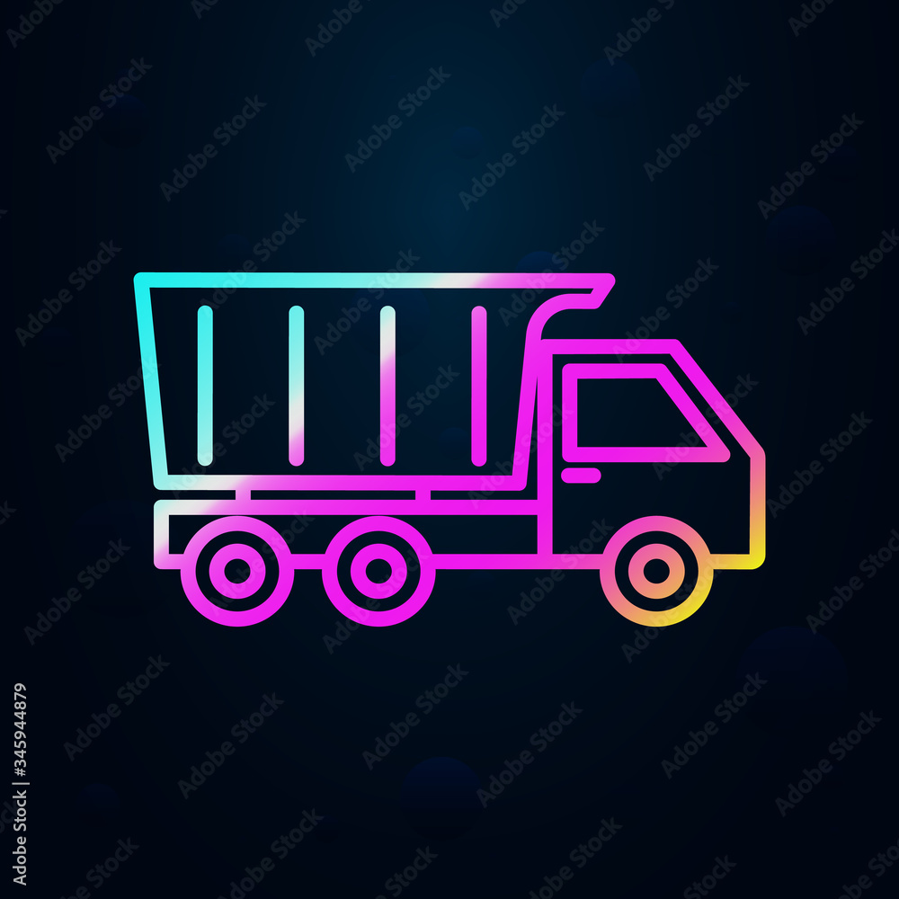 Dam truck nolan icon. Simple thin line, outline vector of consruction machinery icons for ui and ux, website or mobile application Dam truck nolan icon. Simple thin line, outline vector of consruction machinery icons for ui and ux, website or mobile application