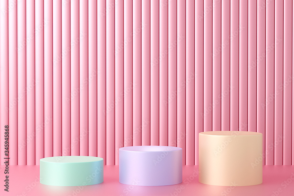 Empty podium with hipster Pink abstract 3d background composition, Abstract Platforms for cosmetic product presentation, illustration pedestal for display creative Minimal concept. Empty podium with hipster Pink abstract 3d background composition, Abstract Platforms for cosmetic product presentation, illustration pedestal for display creative Minimal concept.