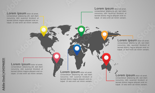 Vector World map infographics with pointer