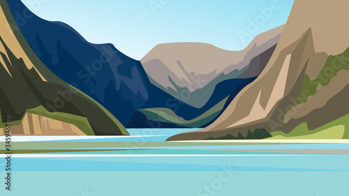 Beautiful fjord landscape. Nature scenery with mountains and water.