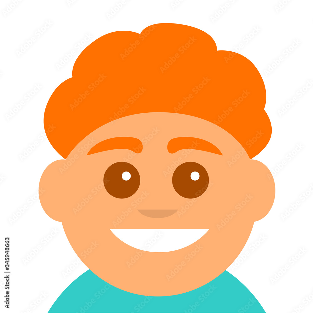 The face of a young man with a smile. Square flat avatar. Vector illustration.