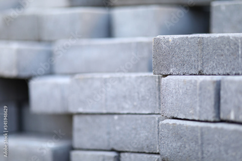 Pile of gray walkway slab lying down outdoor