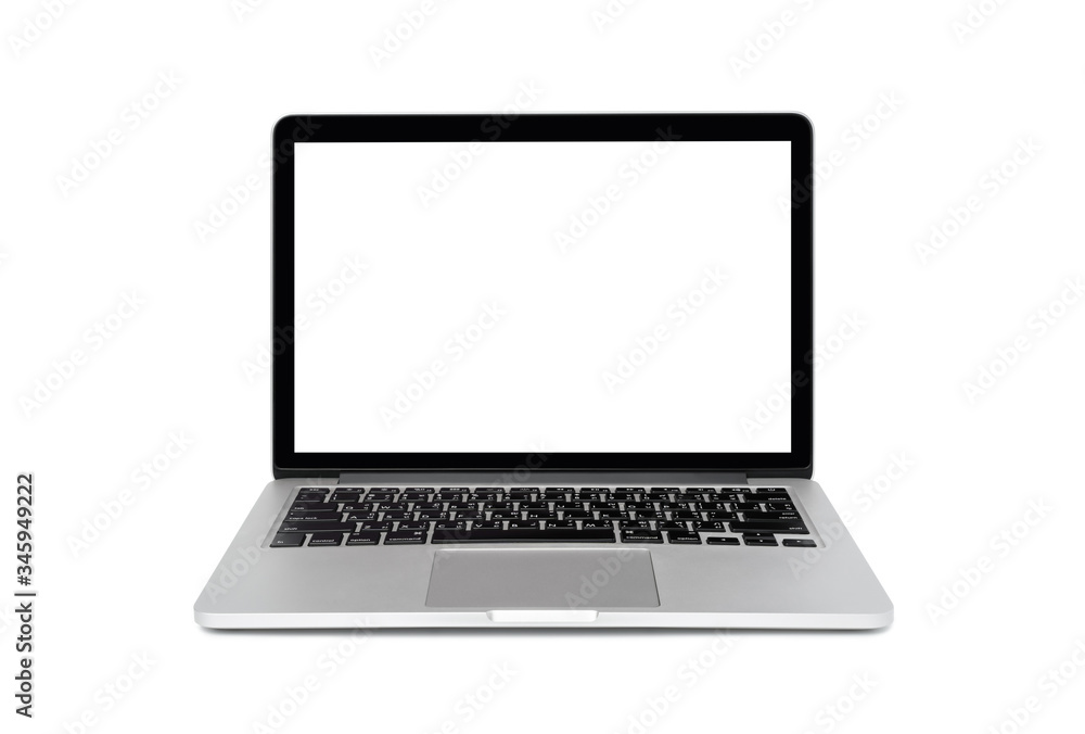 Laptop blank white screen isolated on white background Laptop blank white screen isolated on white background