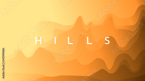 Vector illustration. Minimalist wallpaper with copy space for text. Evening sunset desert scene. Design for website or game template  banner  poster. Abstract landscape. Soft orange gradient color. 