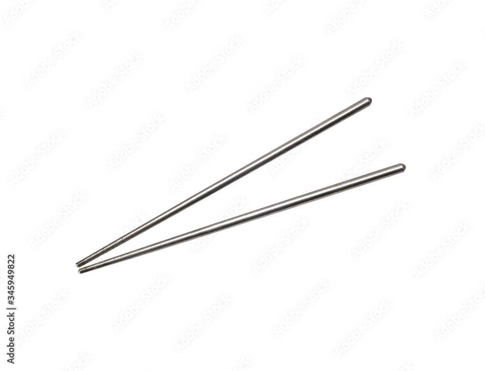 Aluminum chopsticks isolated on a white background Aluminum chopsticks isolated on a white background
