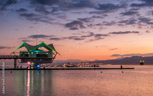 Nocturnal view on harbor of the Red Sea