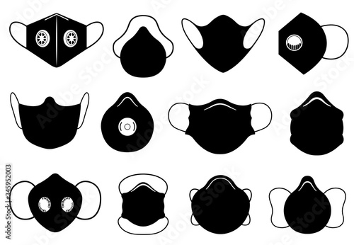 Collection of different masks isolated on white