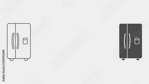 Refrigerator outline and filled vector icon sign symbol