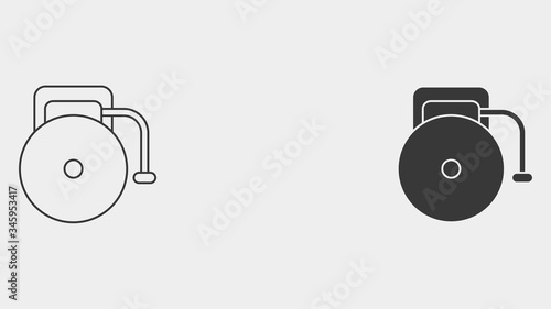 School bell outline and filled vector icon sign symbol
