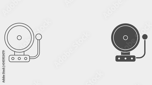 School bell outline and filled vector icon sign symbol