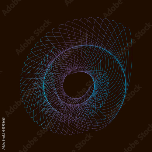 Spirograph abstract element on a black background. Vector illustration