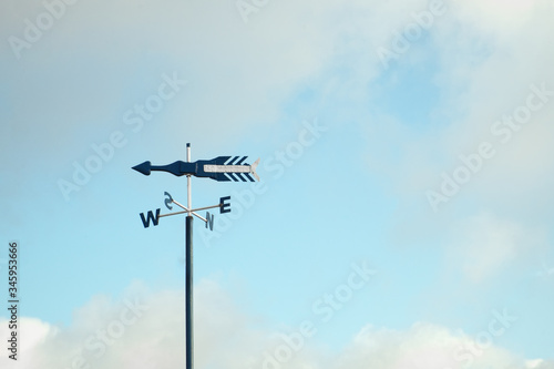 Weather vane with arrow for measuring wind direction