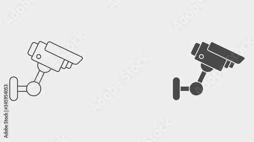 Security camera outline and filled vector icon sign symbol