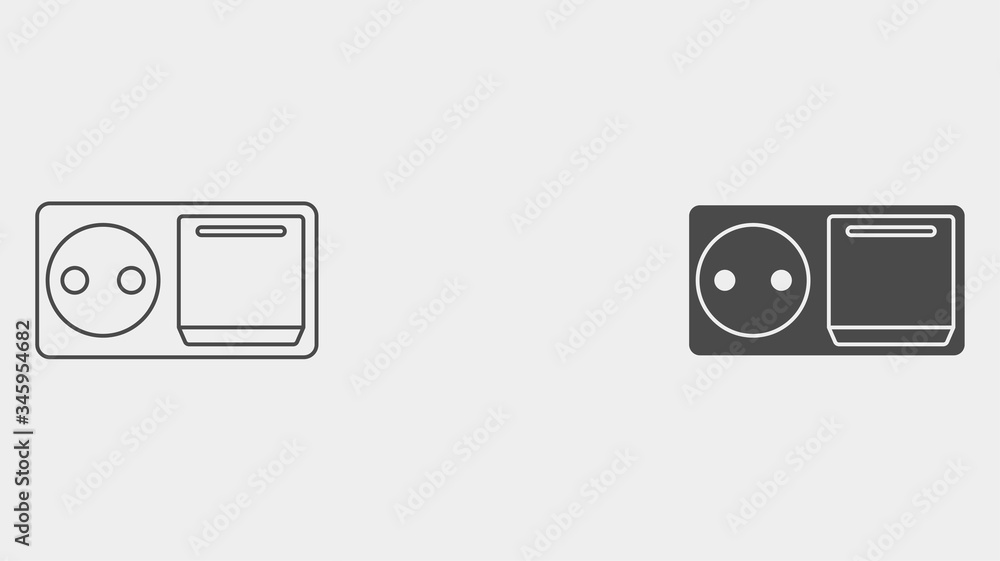 Socket outline and filled vector icon sign symbol Socket outline and filled vector icon sign symbol