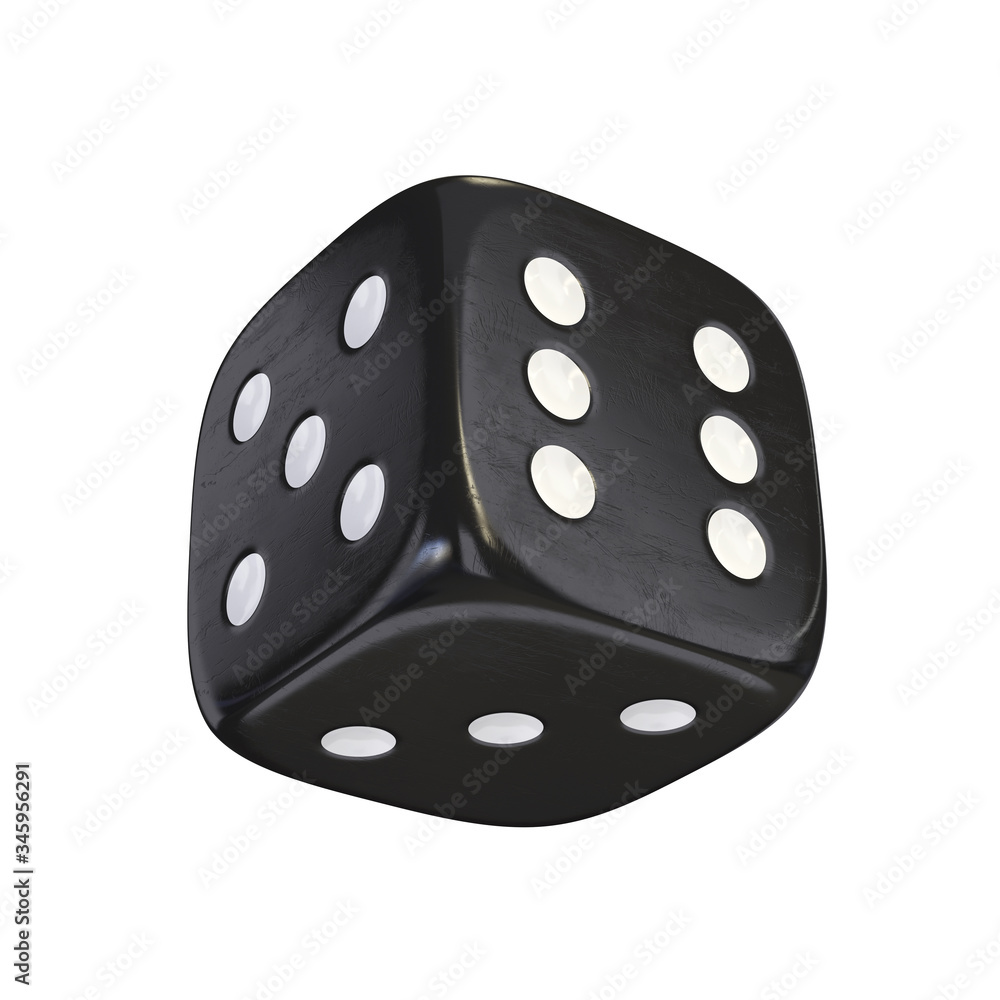 Black dice on a white background, 3D render Black dice on a white background, 3D render