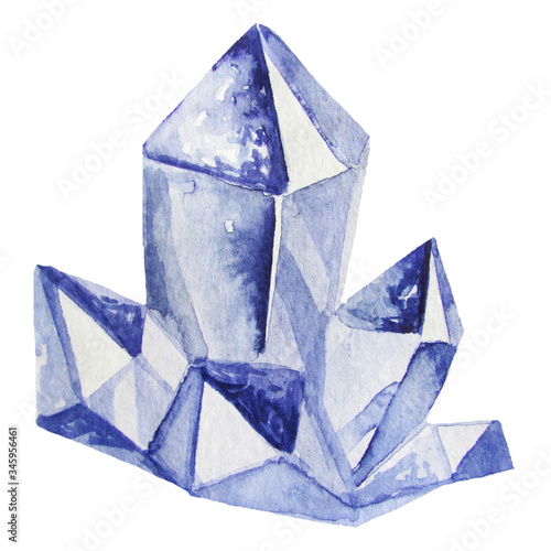 Watercolor blue crystal