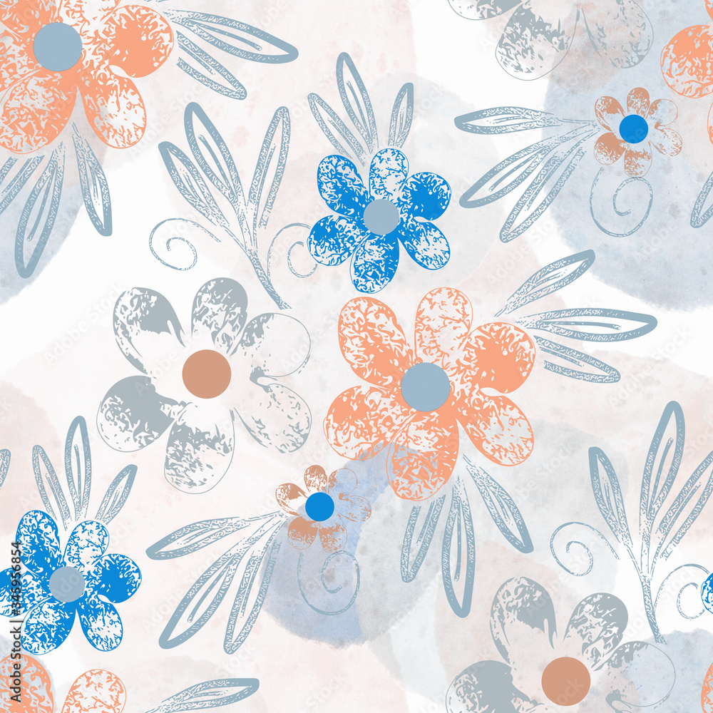 Fototapeta premium Floral seamless pattern. Hand drawn background.