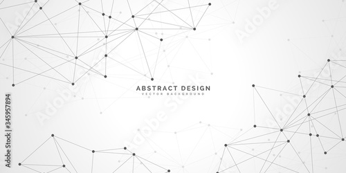 Abstract polygonal background with connecting dots and lines.Molecular structure with particles. Vector technology background.Global network connection. Печать