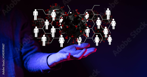 epidemic digital virus   -  illustration protection.